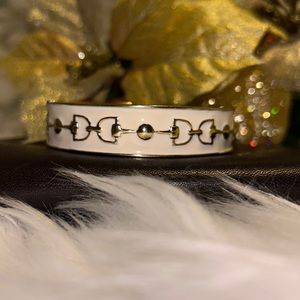 NWOT Nordstrom Sequin Bracelet Cream & Silver Cup Design Open Clasp